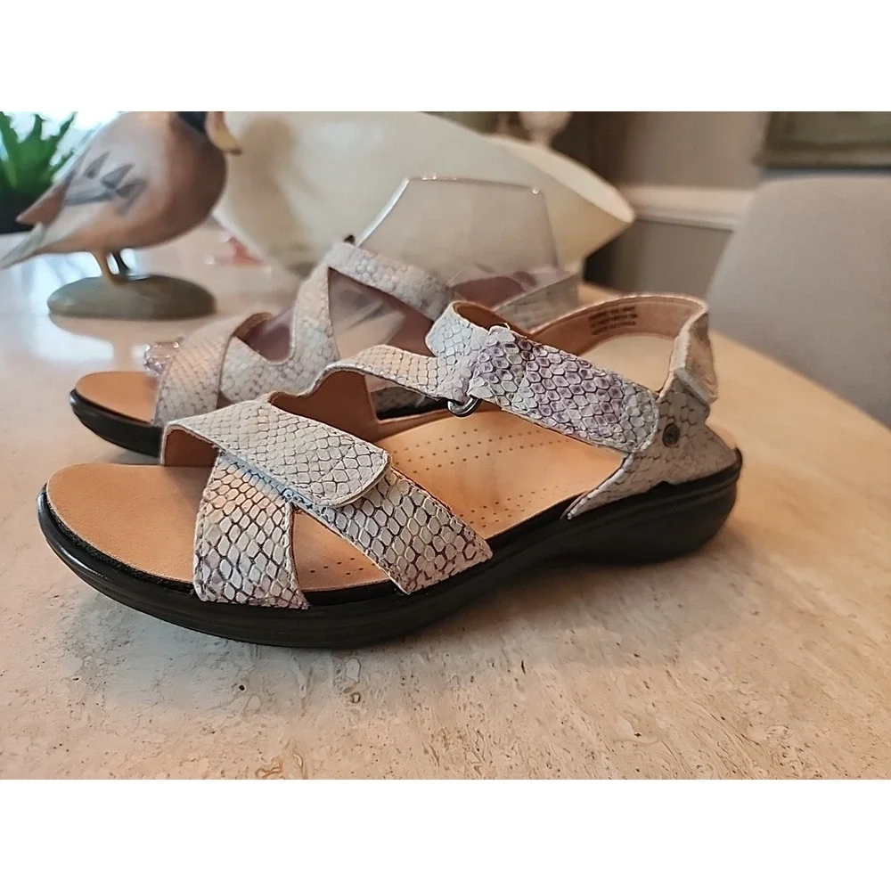 NEW Revere Womens 7 Zanzibar Teal Snakeskin Pattern Comfort Sandals $175